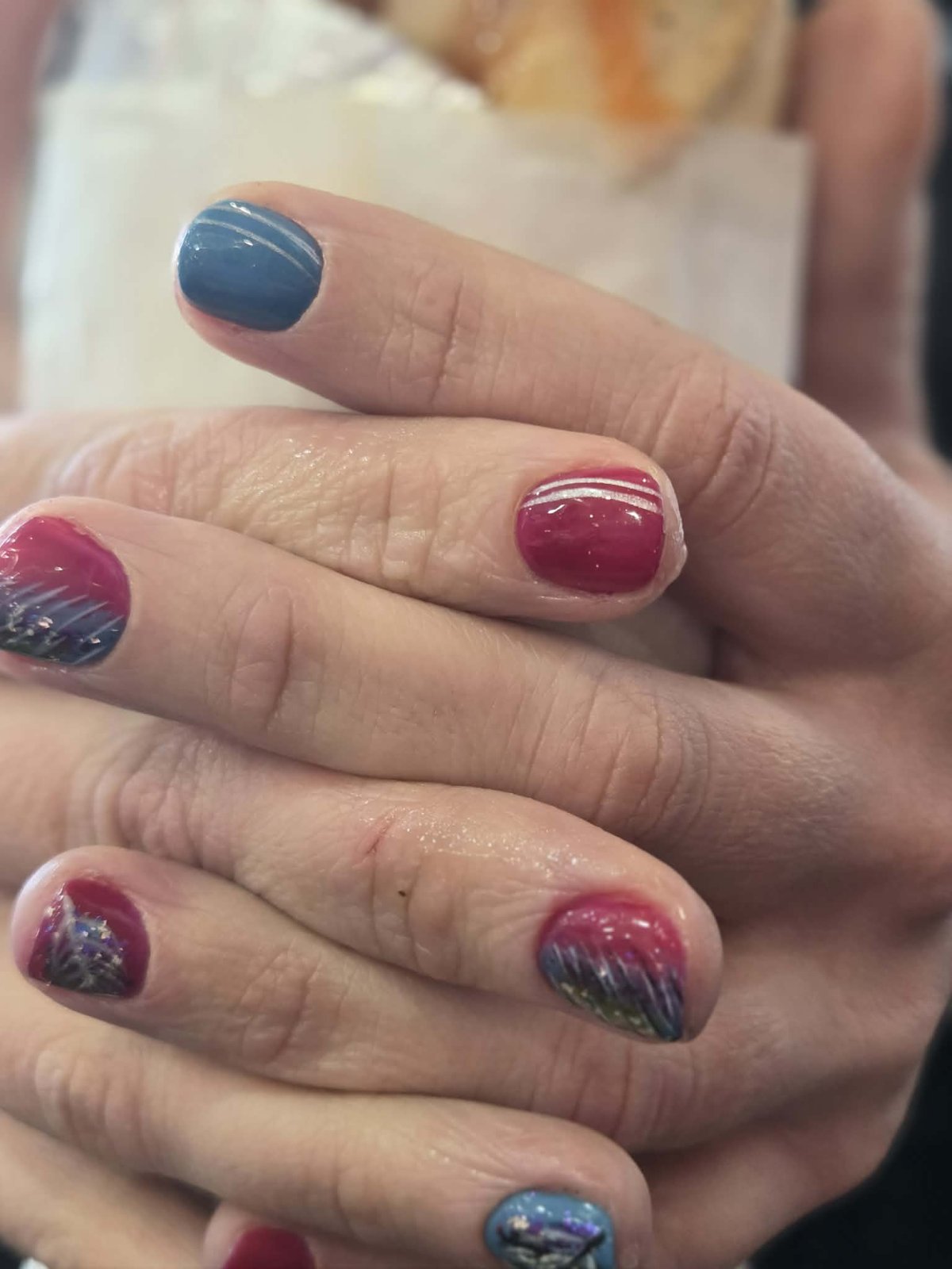 Teal & berry nails by Daria